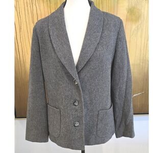 Shawl Collar Knit Lined 3 Button Blazer JUST US TWO Womens Medium Gray Old Money
